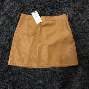 ZARA Camel Leather Skirt